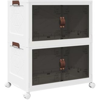 vidaXL Vidaxl - Caja De Almacenaje Apilable Con Ruedas 2niveles 75 L 64x40x76cm