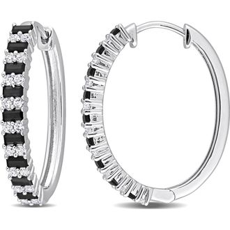 Delmar Sterling Silver Created Black Spinel & White Sapphire Earrings at Nordstrom Rack