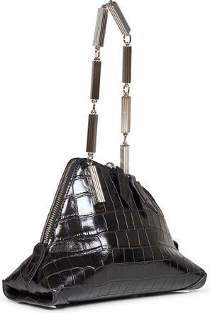 The Attico Womens Clutch La Scala Black Croco-Effect Leather Calf Handbags Hand Bags