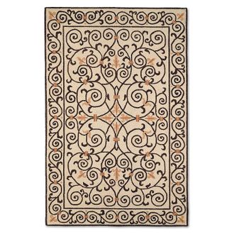 Frontgate Fleur de Lis Wool Area Rug - Ivory/Gold, 29 x 49 - Frontgate