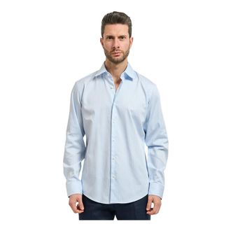 HUGO BOSS Overhemden, Heren, Blauw, XL, Katoen, Gestreepte Katoenen Overhemd
