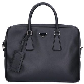Prada Black Leather Briefcase (Pre-Owned)