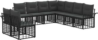 vidaXL Conjunto De Sof&aacute;s De Exterior 9 Uds. Negro Y Gris Oscuro Vidaxl
