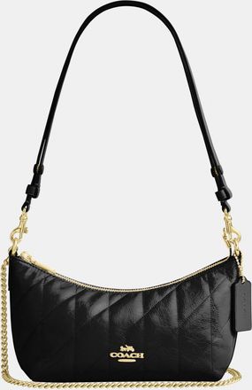 Coach Womens Caitlin Shoulder Bag With Quilting - Black Leather - One Size