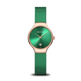 Bering Dameshorloge Cassic Collection Roestvrijstalen Armband en saffierglas Groene Verlichting 13326-868 - Dames - Horloges - Groen - ONE Size - Accessoires