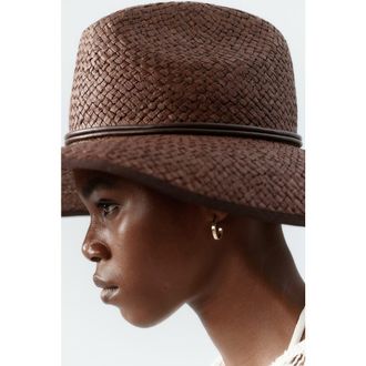 H&M Handmade Straw Hat in Dark Brown at Nordstrom, Size X-Small