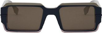 Fendi FE40073U50E Rectangle Full Rim Sunglasses - Brown