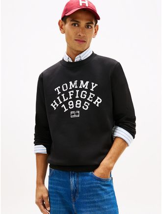 Tommy Hilfiger Mens Arch Logo Flex Fleece Sweatshirt - Black - XXL