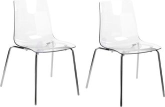 Beliani Conjunto De 2 Sillas Transparentes Material Sint&eacute;tico Patas Metal Respaldo Silerton