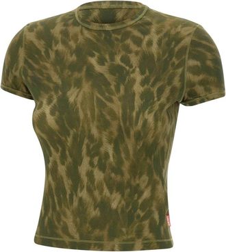 Diesel T-Anima T-shirt - Dames - T-shirts - Groen - XS - Katoen - Tops