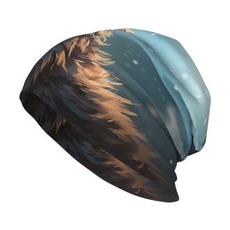 Generic Men Women Baggy Bobble Hat Wolf Baggy Skull Cap Stylish Warm Hat Soft Ski Hat for Summer Trip Running