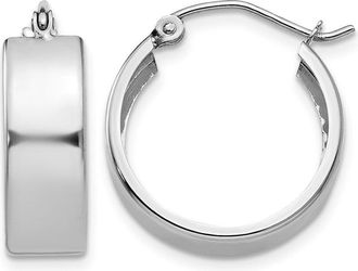 Diamond2Deal 10k White Gold Round Shape Fancy Hoop Earrings