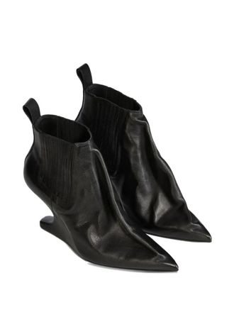 Rick Owens Black Solid Pointed Toe Boots