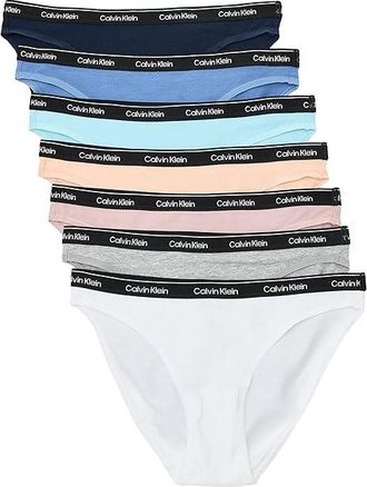 Calvin Klein Underwear Icon Logo Bikini 7-Pack Womens Underwear Shoreline/Grey Heather/Antarctic Blue/Subdued/Blue : MD (US 8-10)
