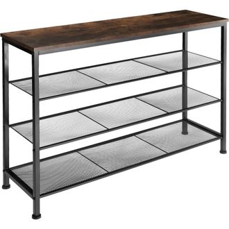 TecTake Zapatero estilo industrial y 3 estantes 100x30,5x72,5 cm madera oscura