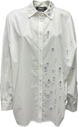 Giulia N Couture Versierde Overhemd - Off-White - Dames - Overhemden - Wit - S - Overhemden