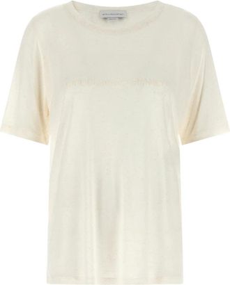 Stella McCartney Beaded Logo T-Shirt - Dames - T-shirts - Wit - XS - Linnen - Tops