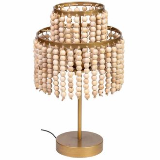 Wanderlust Deco L&aacute;mpara de mesa de metal y madera 28.5x28.5x35/50h cm Dorado