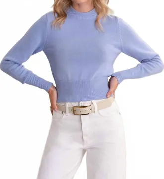525 america Adeline Cropped Cotton Sweater In Blue Heron