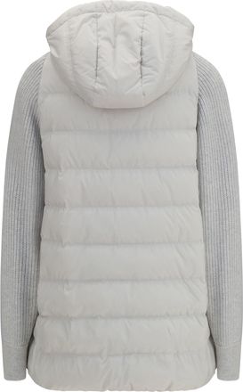 Brunello Cucinelli Womens Long Monili Chain Puffer Jacket Geyser Polyester Down Coat