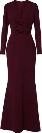 Elie Saab Cady bow V-neck dress - Red