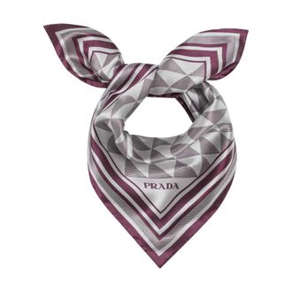 Prada Silky Scarves, female, Purple, Size: ONE SIZE Printed Silk Scarf 55x55