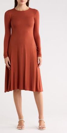 Go Couture Long Sleeve Flare Swing Dress in Hazelnut at Nordstrom Rack, Size X-Large