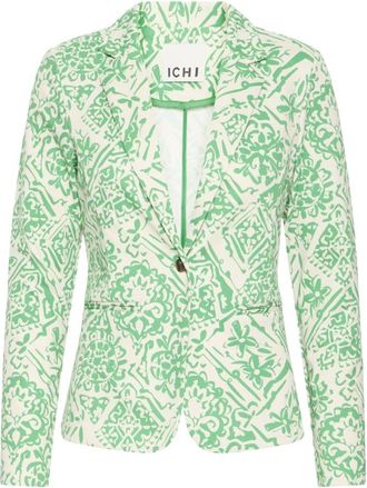 Ichi Kate Print Blazer - Dames - Blazers - Groen - S - Leer - Jassen