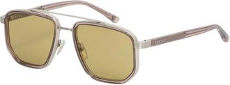 Gucci Navigator Frame Zonnebril - Heren - Accessoires - Grijs - Maat: 55 MM