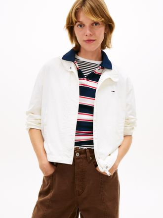 Tommy Jeans Outdoorjacke TOMMY JEANS TJW ESSENTIAL JACKET EXT, Damen, Gr. XXL (44), ecru, Web, Obermaterial: 100% Nylon, unifarben, bequem kurz, elastischer Bund,