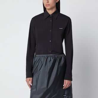 Miu Miu Camicia nera in popeline stretch