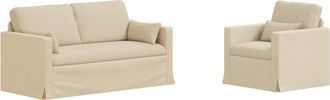 vidaXL Juego De Sof&aacute; 2 Uds. Crema Tela Vidaxl