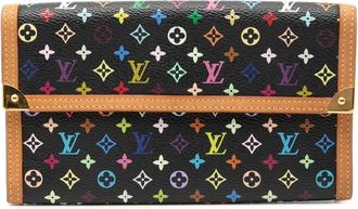 Louis Vuitton Black Multi-Color Pvc Leather Long Wallet (Bi-Fold) (Pre-Owned)