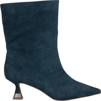 Alma En Pena Metallic hoge enkellaars met hak - Dames - Laarzen met Hak - Blauw - 41 EU - Schoenen