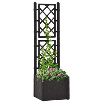 Berkfield Home Garden Raised Bed with Trellis & Self Watering System Anthracite in Black