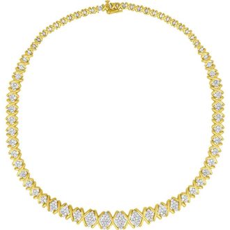 House of Brilliance 10K Yellow Gold 4 cttw Brilliant Diamond Graduating Riviera Statement Necklace at Nordstrom