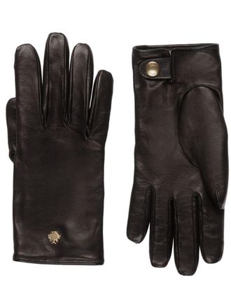 Bally logo plaque leather gloves - Black