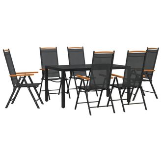 Berkfield Home 7 Piece Garden Dining Set Black Aluminium