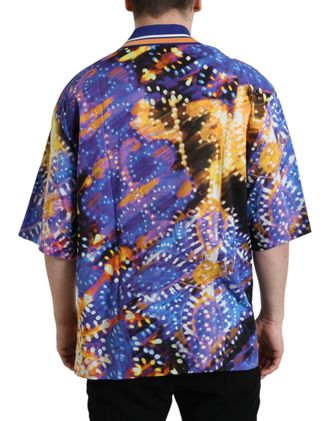 Dolce & Gabbana Mens Multicolor Luminarie Print Cotton Casual Shirt