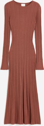 H&M Geripptes Strickkleid - Braun