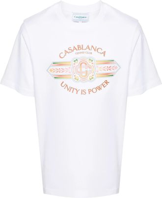 Casablanca Mens Unity Is Power Printed T-Shirt in White material_cotton - Size X-Large