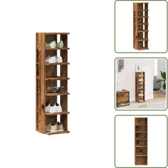 vidaXL Scarpiera da interno - vidaXL Scarpiera Legno Antico 28x27x102 cm in Legno Multistrato - Scarpiera con ripiani