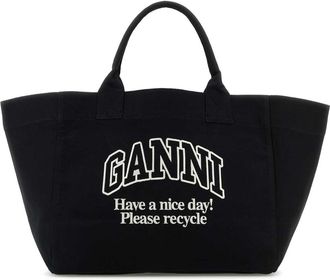 Ganni Black Canvas Shopping Bag