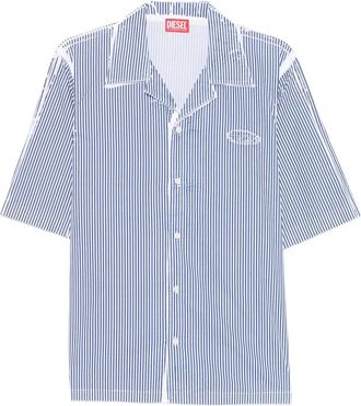 Diesel Shirts - Heren - Korte mouwen Overhemden - Blauw - S - Katoen - Overhemden