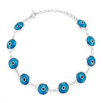 Glaze Jewelry Sterling Silver Blue Enamel Evil Eye Bracelet