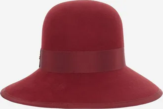 Valentino Garavani Womens Vlogo Signature Rabbit Felt Hat Red