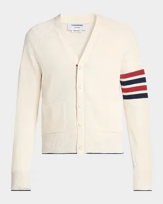Thom Browne Men & apos;s Cotton and Linen 4-Bar Sleeve Cardigan