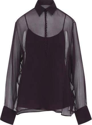 Ermanno Scervino Zijden Blouse - Dames - Overhemden - Paars - 2XS - Chiffon - Overhemden