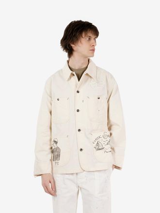 President's Work jacket Stuart hand printed ecru