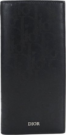 Dior Black Leather Long Wallet (Bi-Fold) (Pre-Owned)